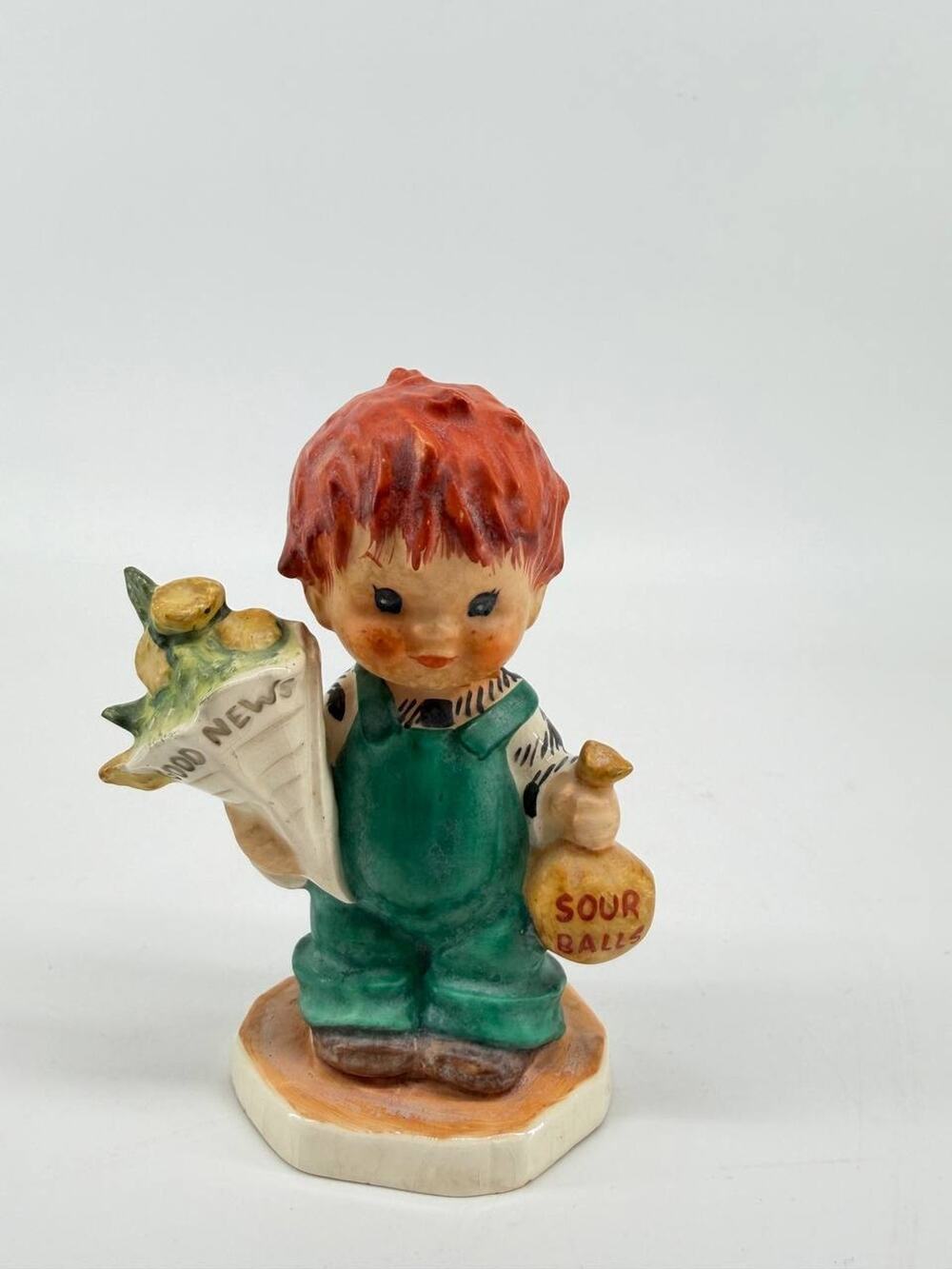 Vintage Goebel Hummel Style Boy Figurine Sour Balls Newspaper W Germany